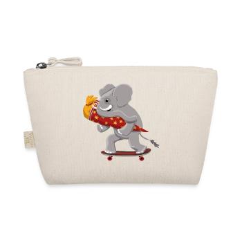 Elefant mit Skateboard und Schultüte - Bio-Täschchen - Natur - Vorne