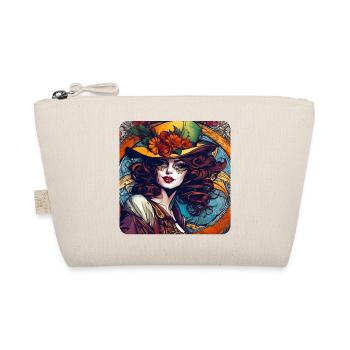 Sorcière de conte de fées aux cheveux roux et chapeau à fleurs - Trousse biologique - nature - Devant