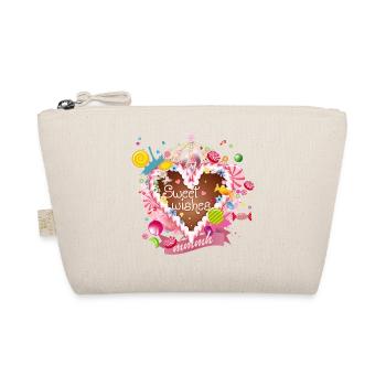 Gingerbread heart with icing wishes and crown - Organic Pouch - nature - Front