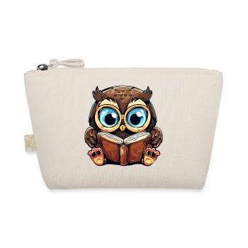 Clever owl and bookworm - Organic Pouch - nature - Front