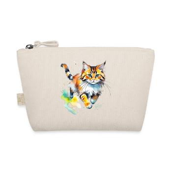 Wasserfarben Katze im Spritz-Look - Bio-Täschchen - Natur - Vorne
