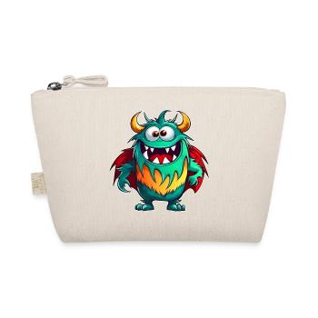 Cute laughing monster with superhero cape - Organic Pouch - nature - Front