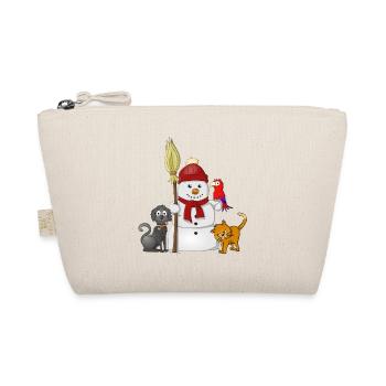 Bonhomme de neige avec écharpe rouge, chien, chat et perroquet - Trousse biologique - nature - Devant