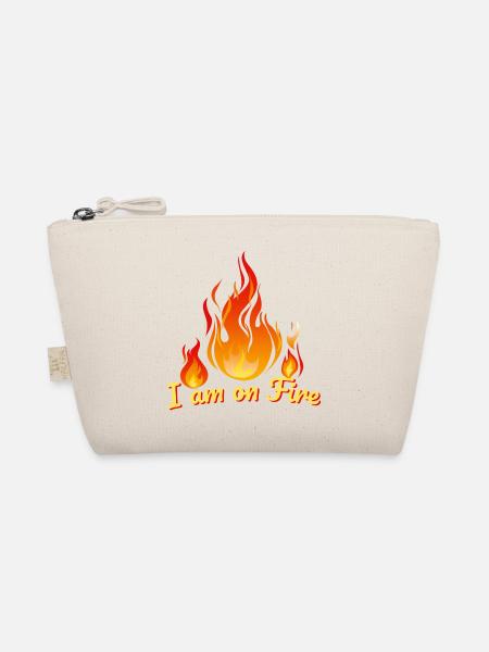 i am on fire feuer heiss spruch humor feuerwehr hot - Organic Pouch - nature - Front