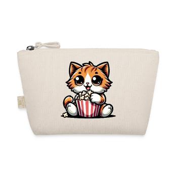 Kino Katze, Süßer Kater mit Popcorn - Bio-Täschchen - Natur - Vorne