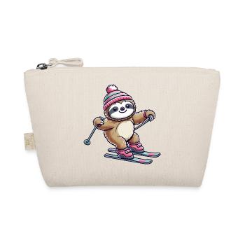 Sloth Ski Winter Vacation Skier - Organic Pouch - nature - Front