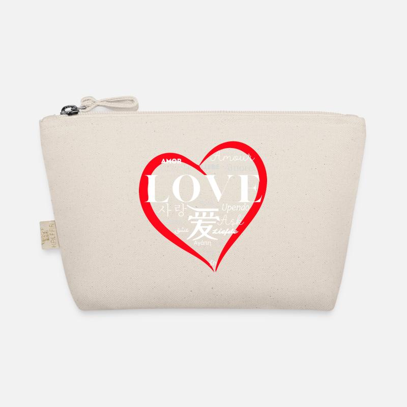 Global Love: Mehrsprachiges Herzdesign Bio-Täschchen