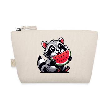 Raccoon with Watermelon Fruity Funny - Organic Pouch - nature - Front