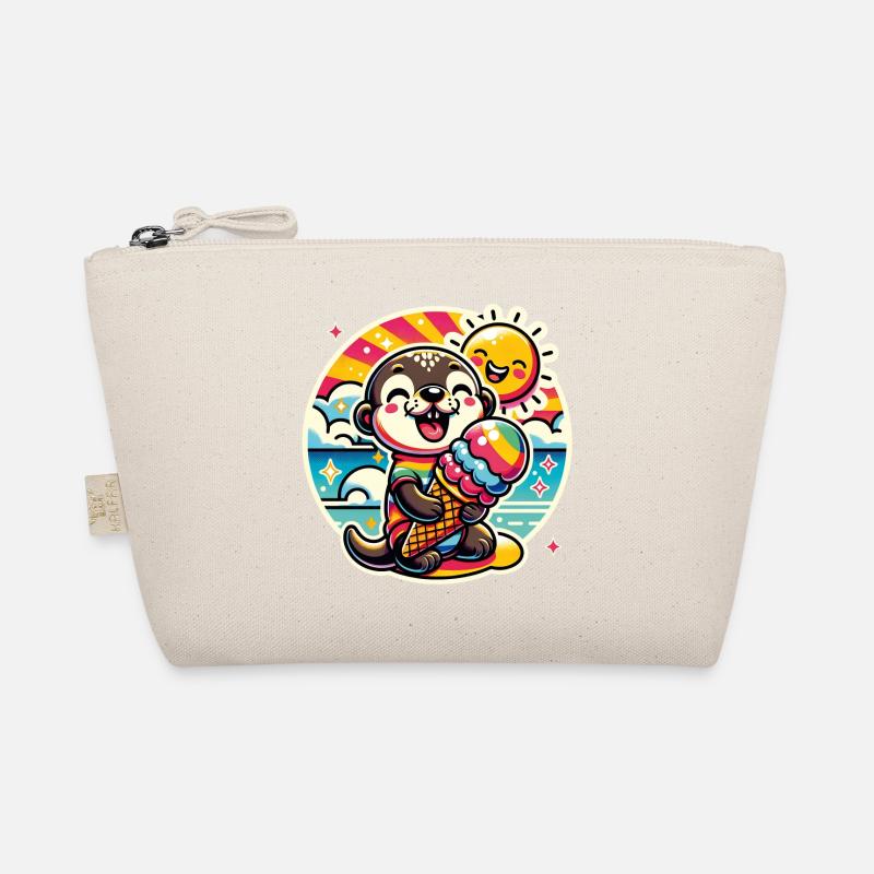 Hallo Sommer lustiger Otter mit großer Eistüte Bio-Täschchen