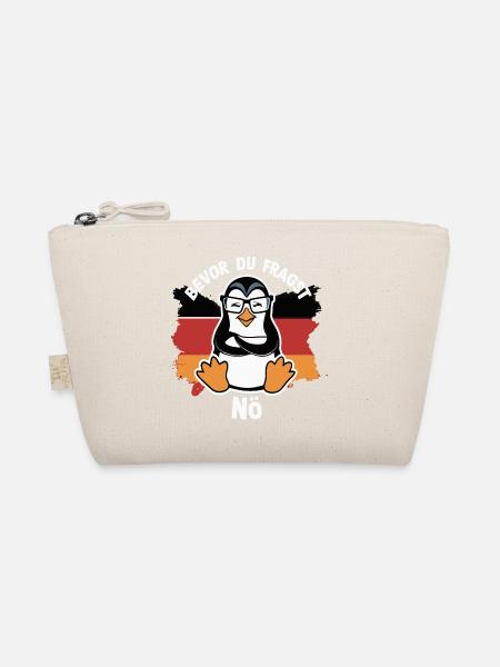 Humorvoller Pinguin mit Spruch und Flagge - Bio-Täschchen - Natur