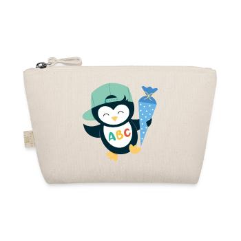 Pinguin mit Schultüte Einschulung Schulkind - Bio-Täschchen - Natur - Vorne