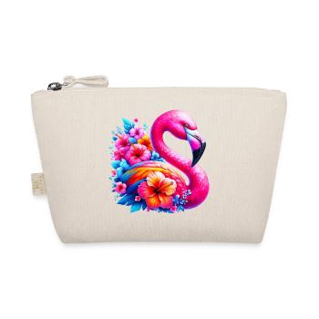 Flamant rose décoré de fleurs d’hibiscus - Trousse biologique - nature - Devant