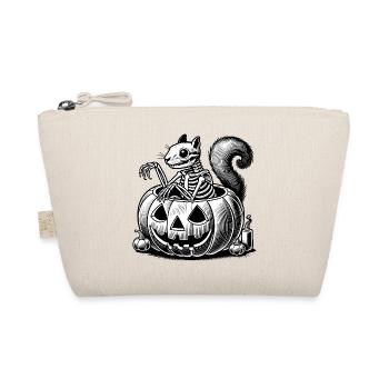 Skeleton squirrel motif in a pumpkin - Organic Pouch - nature - Front