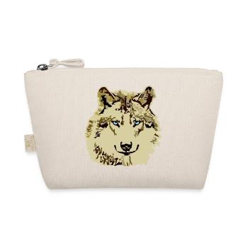 Wolf braun blaue Augen - Bio-Täschchen - Natur - Vorne