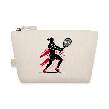 Tennis Tennisspieler Silhouette, rot-schwarz - Bio-Täschchen - Natur - Vorne