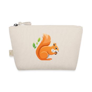 Playful squirrel print with leaves - Organic Pouch - nature - Front