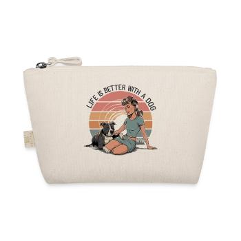 Retro design "Life is better with a dog" - Organic Pouch - nature - Front