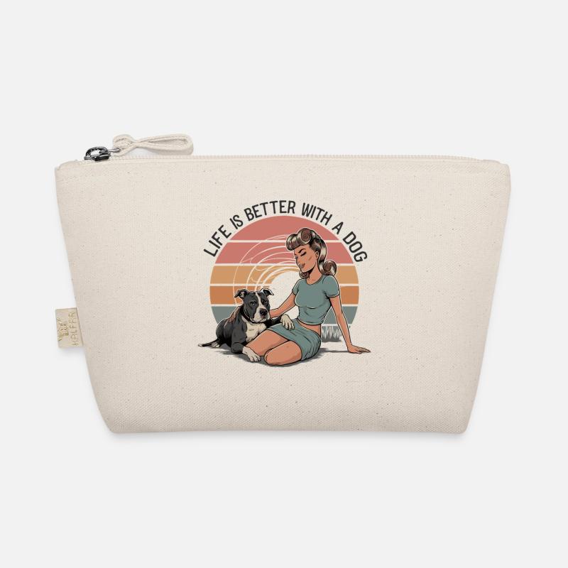 Retro design "Life is better with a dog" Organic Pouch