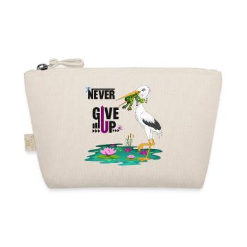 Never Give Up 🐸 Niemals aufgeben Frosch vs Storch - Bio-Täschchen - Natur - Vorne