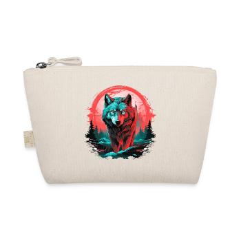 Wolf Night Moon Neon Wolf Head Forest Nature Mountains - Organic Pouch - nature - Front