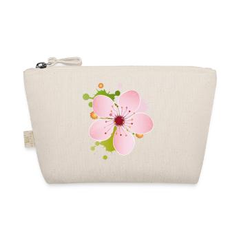 Zarte rosa Kirschblüte mit bunten Farbspritzern - Bio-Täschchen - Natur - Vorne