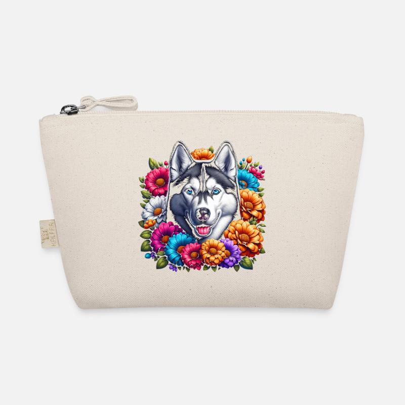 Husky and Floral Pattern Organic Pouch