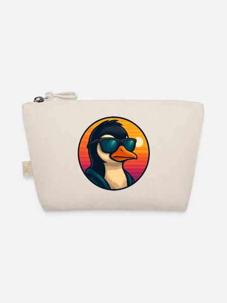 Cool Penguin Sunglasses Summer Cartoon - Organic Pouch - nature - Front