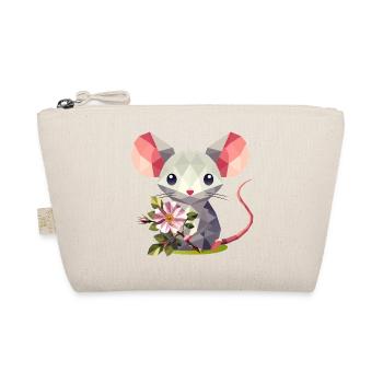 Mouse with dog rose – cute children's motif - Organic Pouch - nature - Front