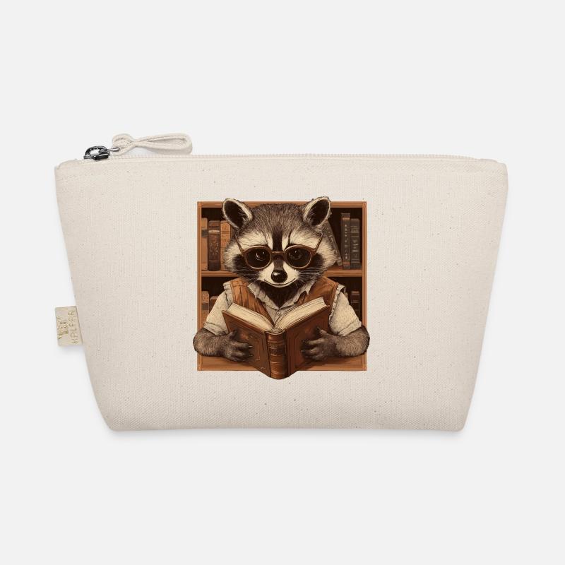 Intelligenter Waschbär mit Brille und Buch – Büche Bio-Täschchen