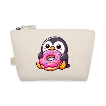 Cute Penguin with Donut Dessert Snacking - Organic Pouch - nature - Front