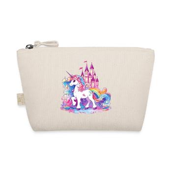Einhorn Regenbogen Schloss Bunt Magie Fantasie - Bio-Täschchen - Natur - Vorne