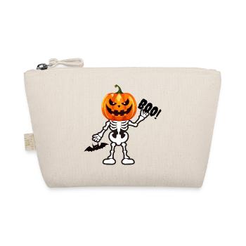 BUHRUF! Kürbis Skelett – Lustiger Halloween Spuk - Bio-Täschchen - Natur - Vorne