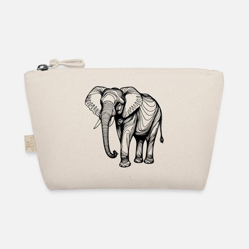 Eleganter Elefant – Line Art Design Bio-Täschchen