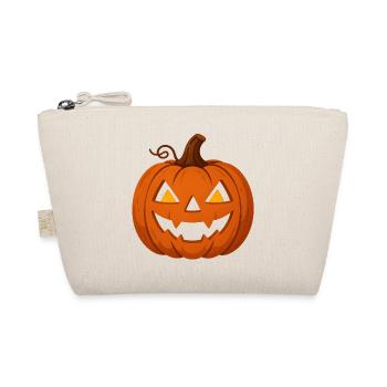Helloween Pumpkin with Creepy Face - Organic Pouch - nature - Front