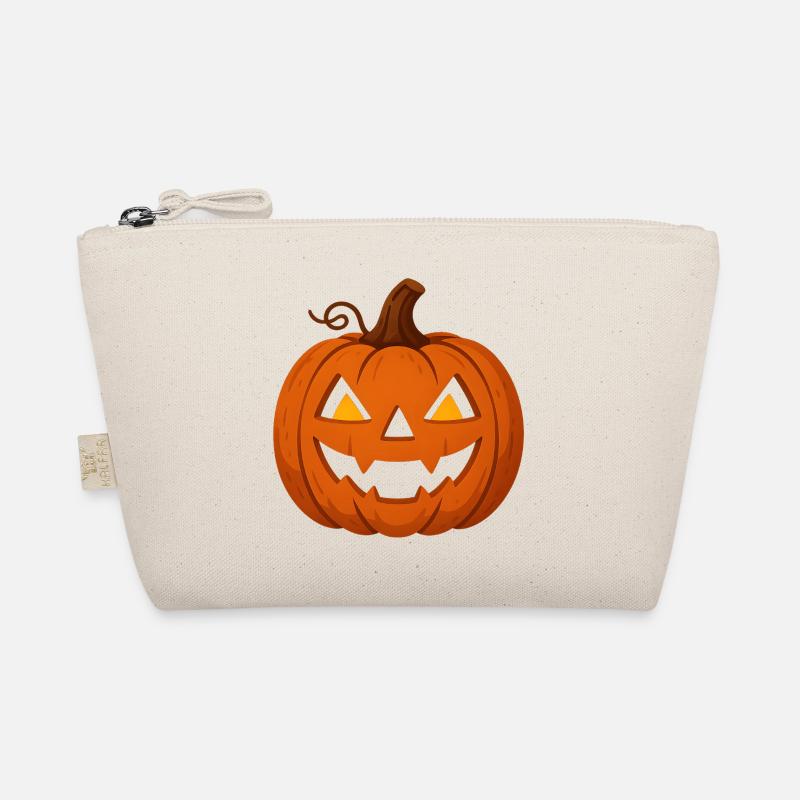 Helloween Pumpkin with Creepy Face Organic Pouch