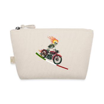 Skelett in Motorrad Flammende Italienische Flagge - Bio-Täschchen - Natur - Vorne