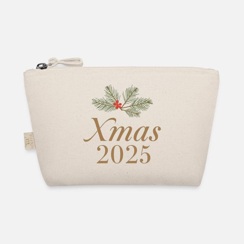 Golden XMAS 2025 – Mistelzweig Design - Bio-Täschchen - Natur