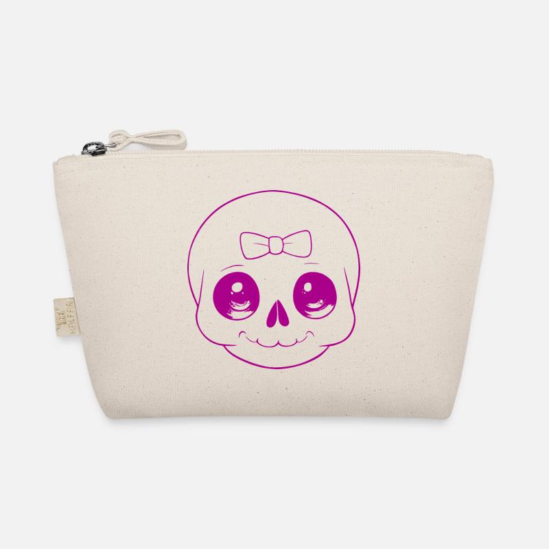 Playful cute skull with bow Organic Pouch