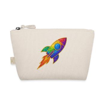 Regenbogen Rakete Glitzer Design - Bio-Täschchen - Natur - Vorne