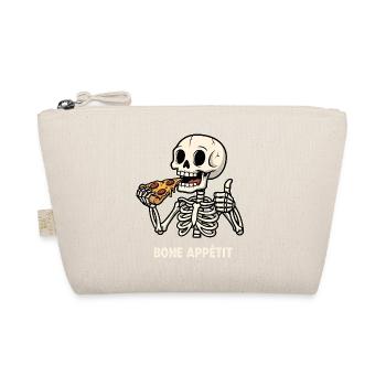 Skeleton Eats Pizza - Funny Halloween Motif - Organic Pouch - nature - Front