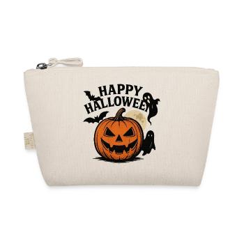 Halloween pumpkin motif with moon and haunted creatures - Organic Pouch - nature - Front