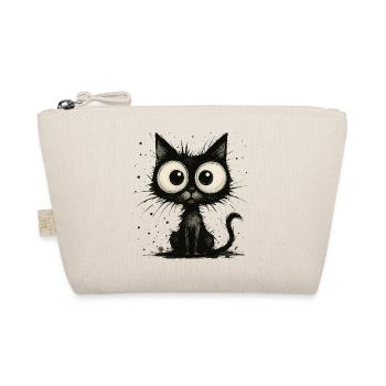 Lustige schwarze Katze mit großen Augen – splash - Bio-Täschchen - Natur - Vorne