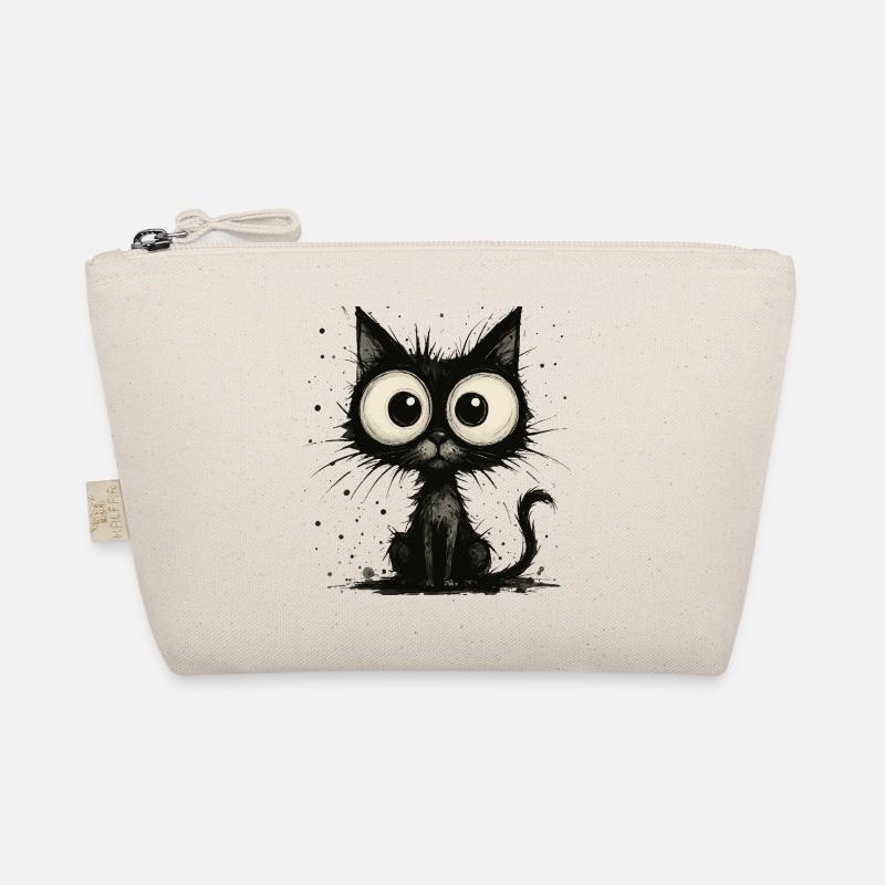 Lustige schwarze Katze mit großen Augen – splash Bio-Täschchen