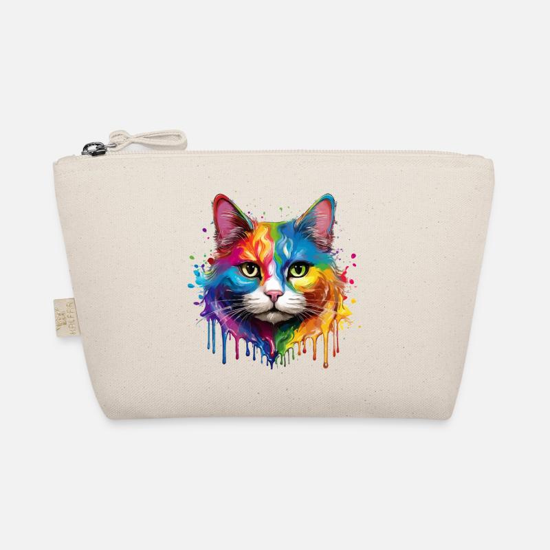 Regenbogenkatze Aquarellportrait Bio-Täschchen