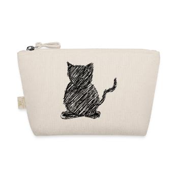 Cat Scribble Drawing Animal Gift - Organic Pouch - nature - Front