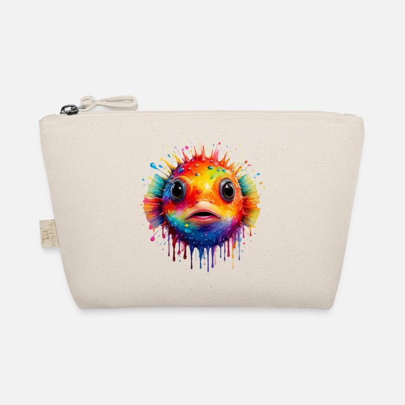 Color Explosion Puffer Fish Art Print Organic Pouch