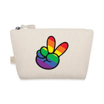 Rainbow Peace Sign Hand - Organic Pouch - nature - Front