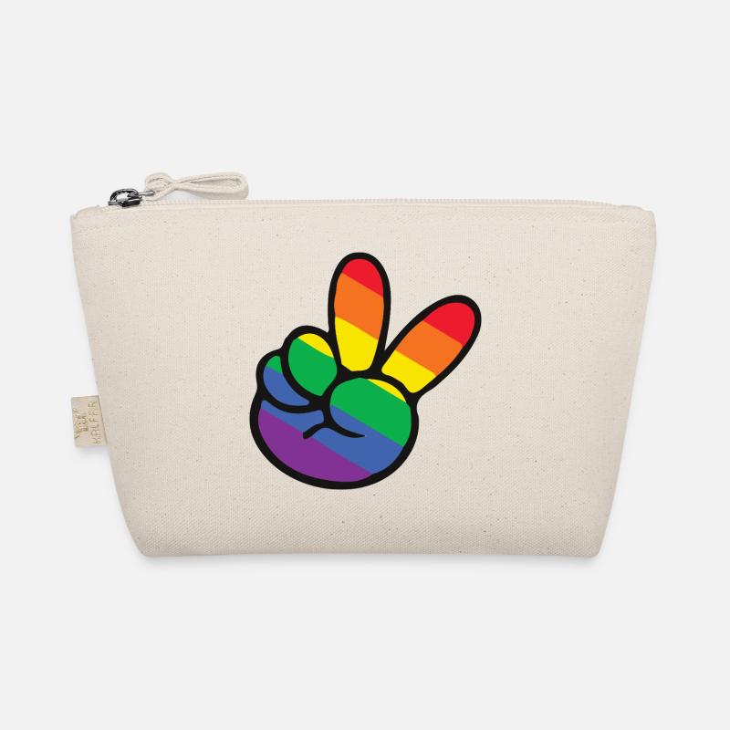 Regenbogen Peace Zeichen Hand Bio-Täschchen