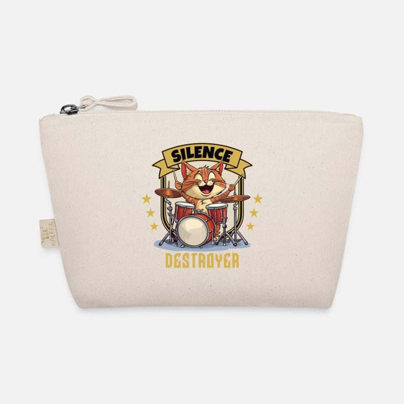 Schlagzeug Drums Silence Destroyer Katze Lustig Bio-Täschchen