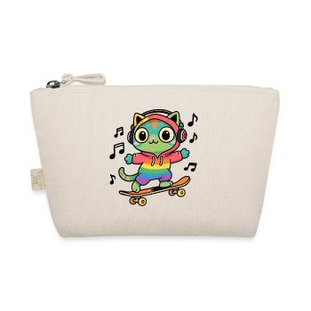 Rainbow cat on skateboard - Organic Pouch - nature - Front